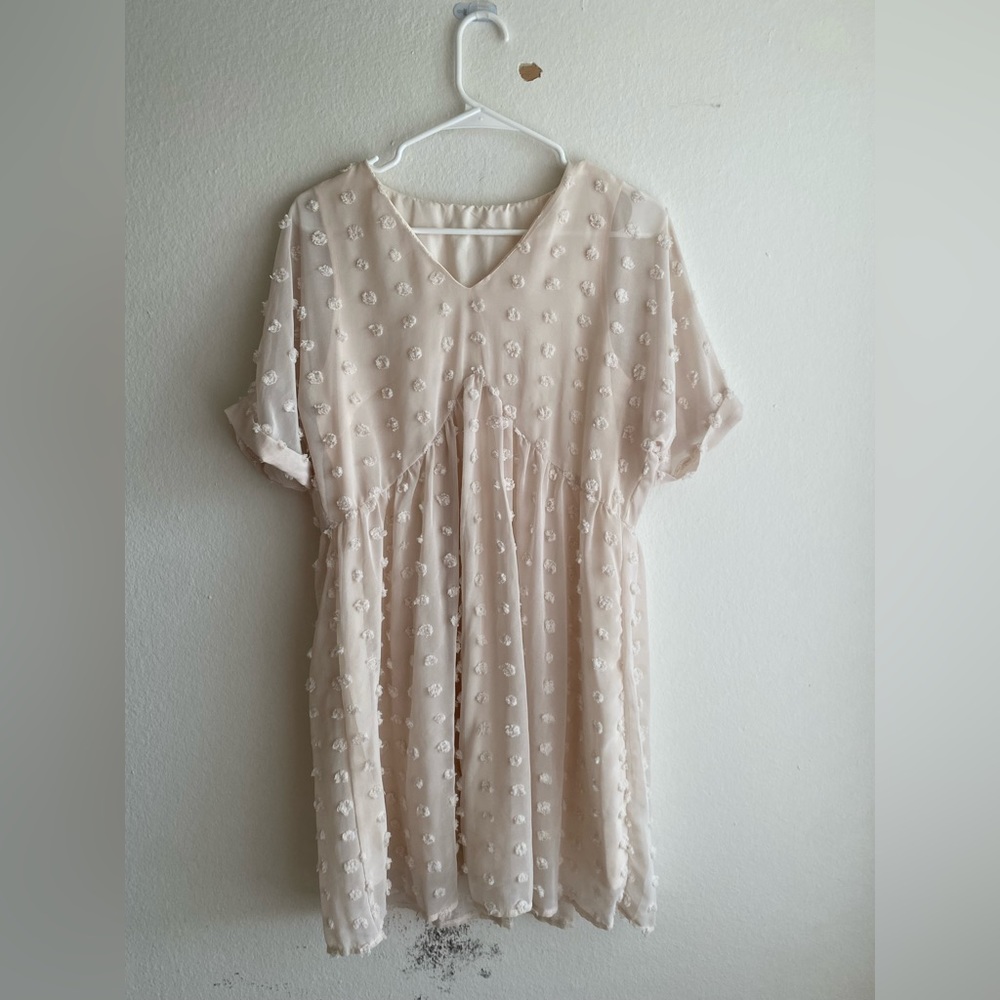 Cream Swiss Dot Dress